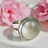 Mabe Pearl Split Band Sterling Silver Ring