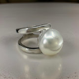 9ct White Gold Double Band Broome Pearl Ring