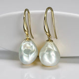 Broome Baroque Pearl Gold Leaf Hook Earrings