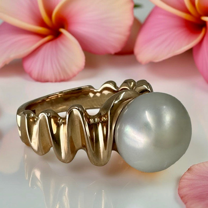 Broome Pearl 9ct Rose Gold Big Moon Rising Ring
