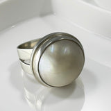 Mabe Pearl Split Band Sterling Silver Ring