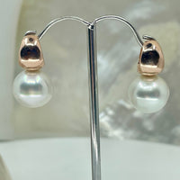 Flawless Broome Pearl Rose Gold Rounded Huggies