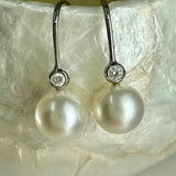 Broome Pearl Diamond Hook Earrings 9ct