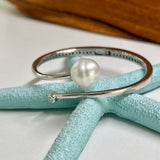 Cultured Broome Circle Pearl Silver Cubic Zirconia Bangle