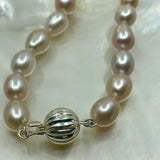 Cultured Freshwater Pink Pearl Strand with Silver Ball Clasp