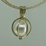 9ct Gold Large Cage Pendant and Necklace