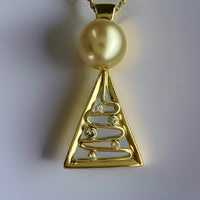 Golden Souths Sea Pearl and Diamond Staircase Pendant