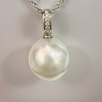 Broome Pearl 9ct White Gold and Diamond Pendant 