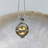 Silver Golden Pearl Pendant Cage Pendant