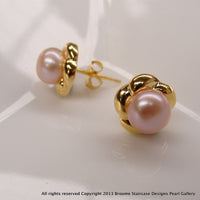 Cultured Freshwater Pink Pearl Studs - Gold >> 50% OFF RIGHT NOW!!