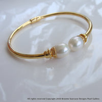 Cultured Freshwater Pearl Hinge Bangle Gold 50% OFF!