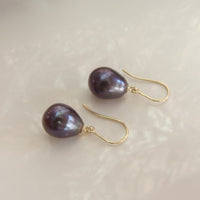Cultured Freshwater Pearl 9cty Gold Peacock/ Black Earrings