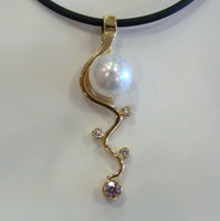 Broome Pearl and Diamond Mitchell Falls Staircase Pendant 18ct Gold