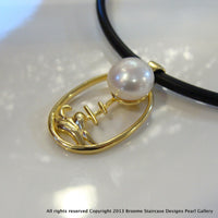 Pearl Pendant Town Beach Staircase to the Moon (white,e/p**FREE NEOPRENE NECKLACE! - Broome Staircase Designs Pearl Gallery