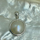 925 Sterling Silver Mabe Pearl Pendant FREE NEOPRENE NECKLACE!