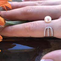 Cultured Freshwater Adjustable CZ Pearl Ring