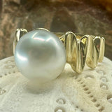 Cultured Broome Pearl Ring 9ct Gold Staircase Big Moon Rising