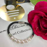 Bolo Black Leather Pearl Bracelet