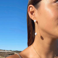 Cultured Pearl Long Chain Drop Earrings 