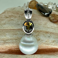 18ct Broome Circle Pearl and Diamond Pendant Andalusite Gemstone