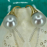 Cultured Broome Pearl 9ct Gold Heavy Hook Earrings