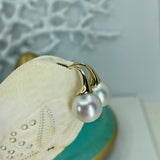 Cultured Broome Pearl 9ct Gold Heavy Hook Earrings