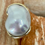 Cultured Broome Large Keshi Pearl 9ct Gold Ring