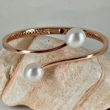 9ct Rose Gold Broome Double Pearl Bangle