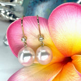 18ct Broome Pearl and Diamond hook Earrings