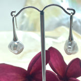 Keshi Broome Pearl Trumpet 9ct White Gold Hook Earrings