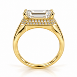 3ct Lab Diamond Emeral Cut 14ct Yellow Gold Ring