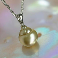 Champagne Circle Spiral Pearl 9ct White Gold Pendant