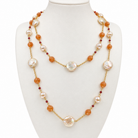 Cultured Freshwater Pearl Sunstone Gem Necklace