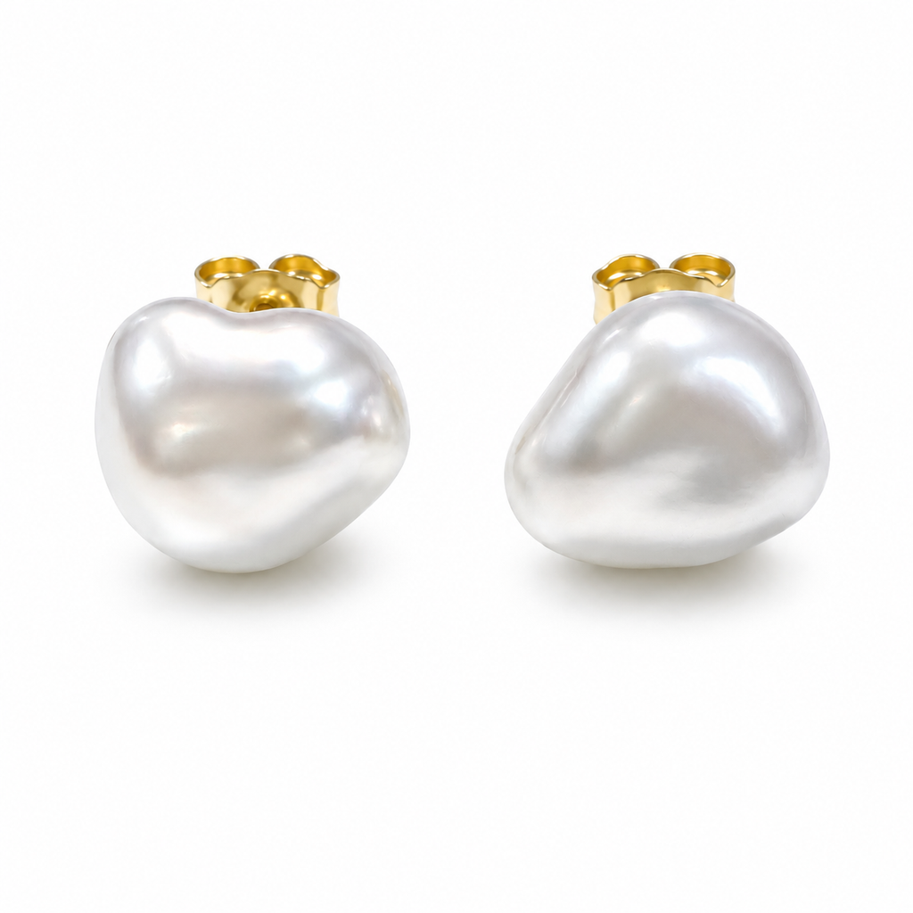 Broome Keshi Pearl 18ct White Gold Studs