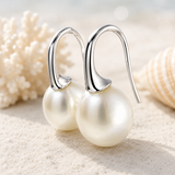 Cultured Freshwater Pearl Shepherd Hook Silver Earrings