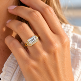 3ct Lab Diamond Emeral Cut 14ct Yellow Gold Ring