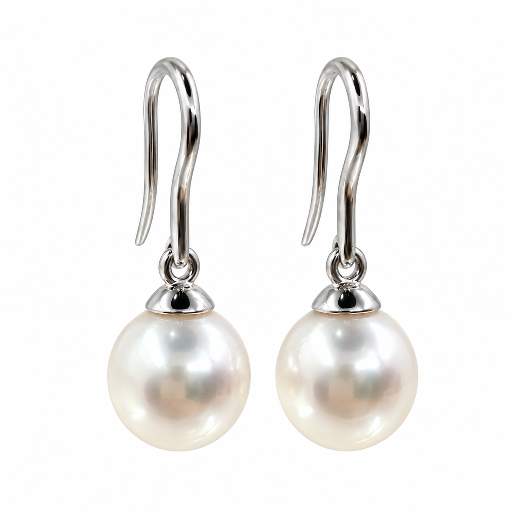 Broome Pearl White Gold Fine Hook Earrings