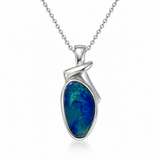 Australian Opal Sculptured Wave Sterling Silver Pendant
