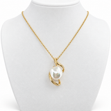 Broome Keshi with Diamond 9ct Spiral Pendant