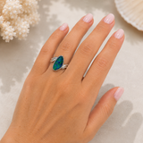 Australian Opal Vibrant Blue Green Sterling Silver Ring