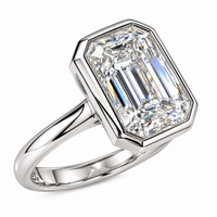5.98ct Bezel Set Emerald Cut Lab Grown diamond Solitaire Ring