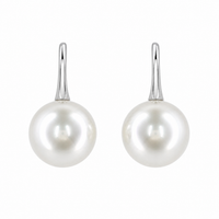 Broome Pearl Oval 9ct White Gold Classic Hook Earrings