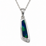 Australian Opal Petite Cubic Zirconia Sterling Silver Pendant