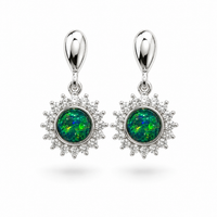 Australian Opal Sterling Silver 925 CZ Star Earrings