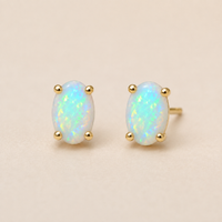 Australian Opal Aqua 9ct Gold stud Earrings