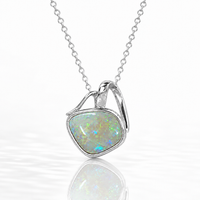 Australian White Opal Sterling Silver 925 Pendant