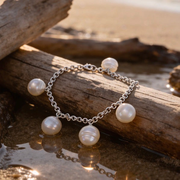 Broome Pearl White Gold Chain Bracelet