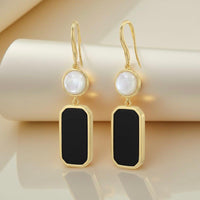 Onyx and Pinctada Mother of Pearl Earrings