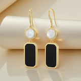 Onyx and Pinctada Mother of Pearl Earrings