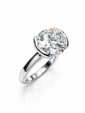 2.96ct Half Bezel Round Brilliant Lab Diamond Ring 14K White Gold